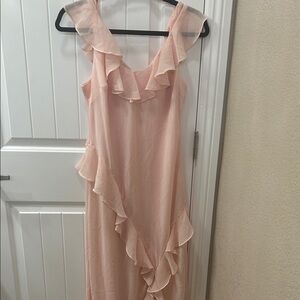 Elegant Peach Ruffle Dress